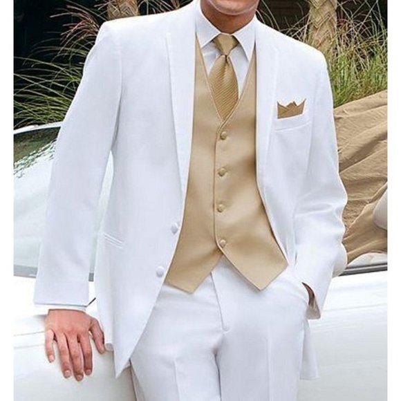 Men's White Monaco Tuxedo Jacket- Easy Care, Prom, Cruise, Gala, Black Tie